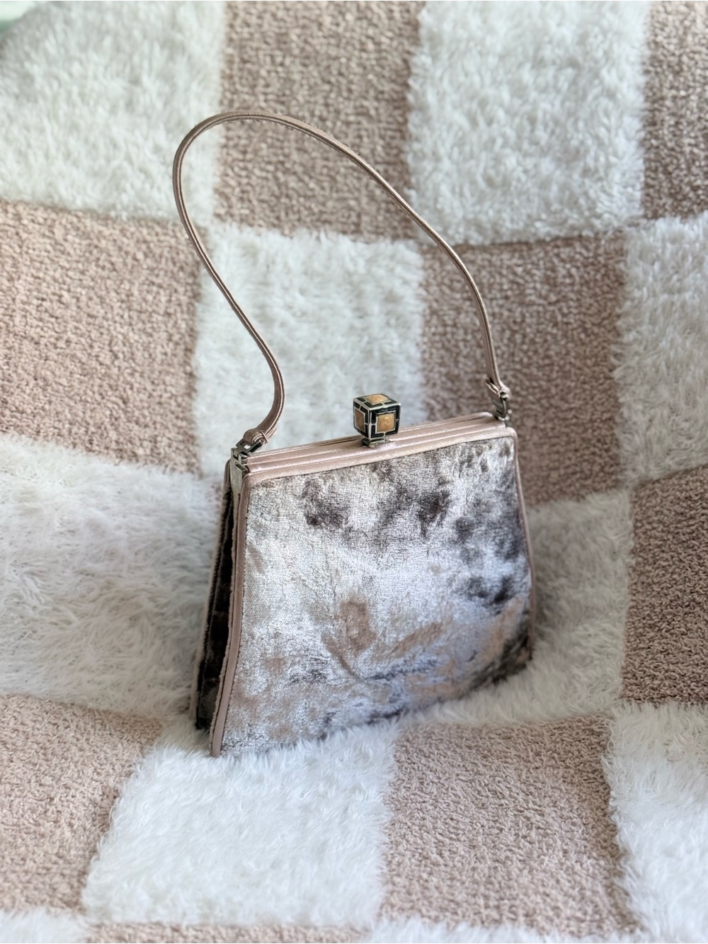 Judith Leiber Blush Pink Velvet Handbag Evening Clutch Rare Authentic NWT